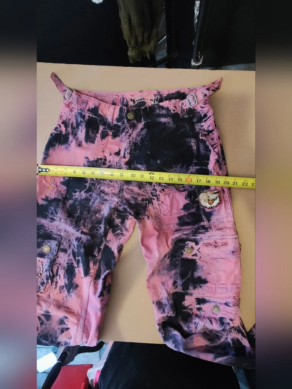 Vintage Rock Revival Pink and Black Tie-Dye Cargo Pants - Picture 11 of 16